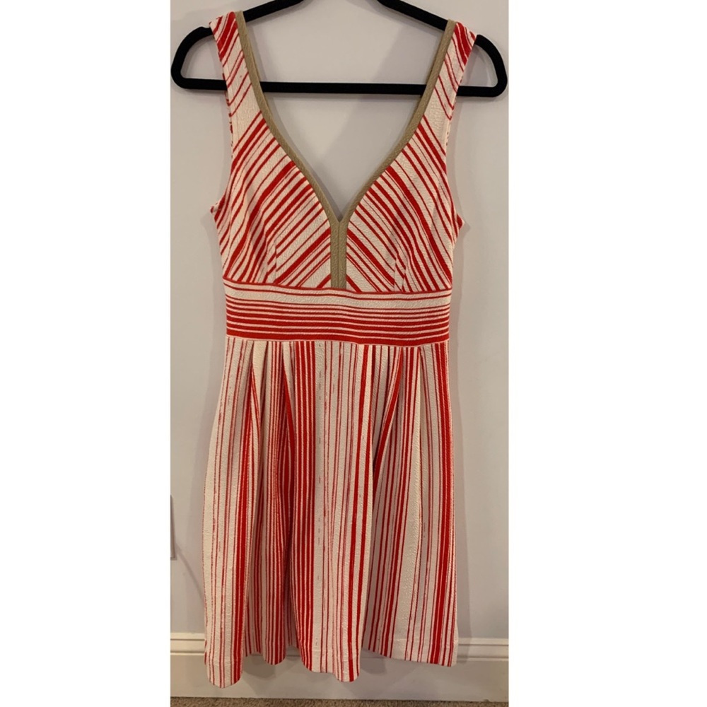 Anthropologie red and cream dress